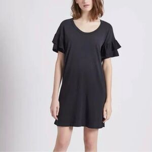 CURRENT/ELLIOTT Ruffle Roadie T-Shirt Dress in Washed Black Size 2 or Medium